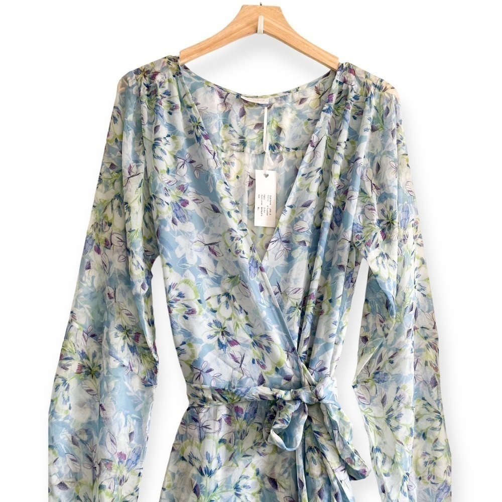 NWT Eywasouls Malibu | Lara Long Sleeve Dress., blue floral, Size M/L - Picture 4 of 16
